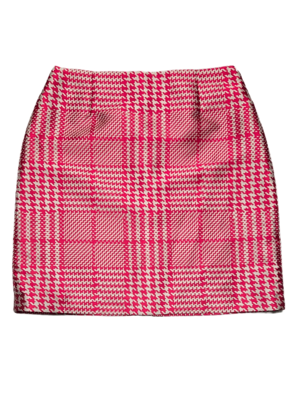 White House Black Market Pink Plaid Houndstooth Skirt Size 14